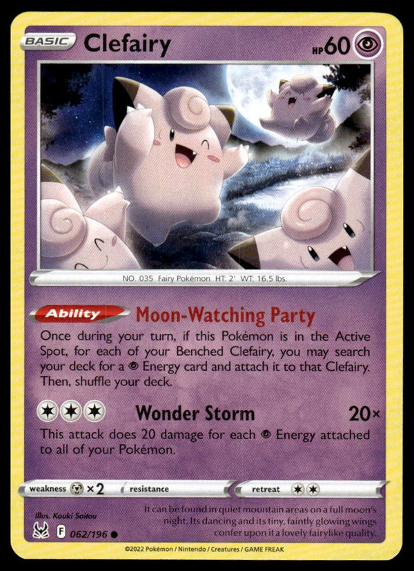 Clefairy Common SWSH11: Lost Origin 062/196 NM
