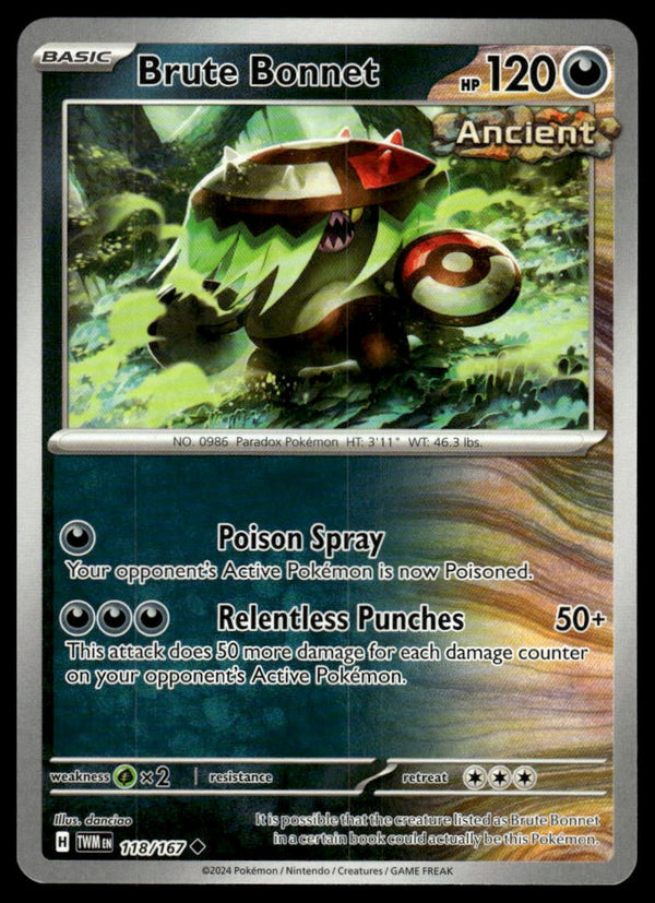 Brute Bonnet Uncommon SV06: Twilight Masquerade 118/167 NM