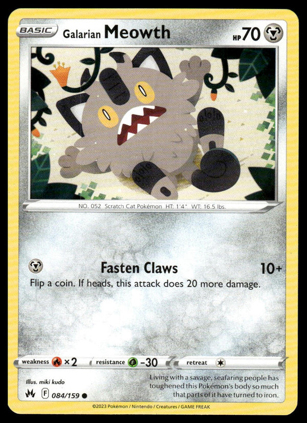 Galarian Meowth Common SWSH: Crown Zenith 084/159 NM