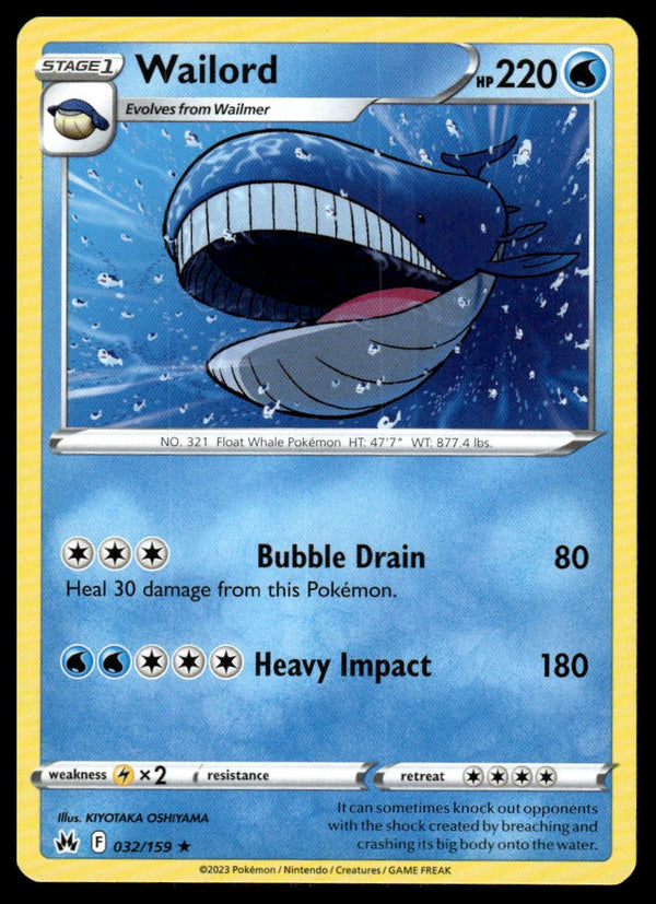 Wailord Rare SWSH: Crown Zenith 032/159 NM