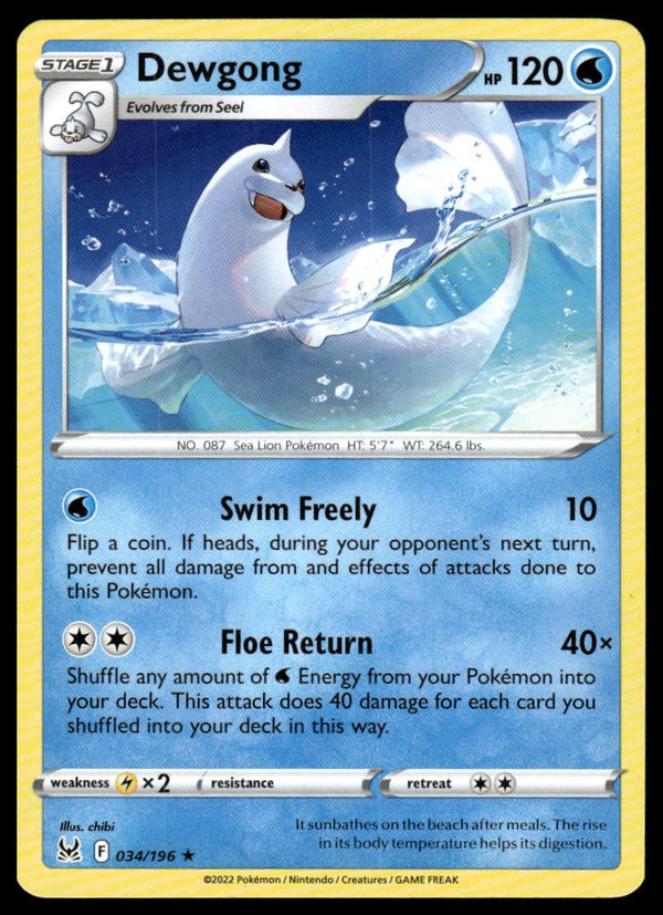 Dewgong Rare SWSH11: Lost Origin 034/196 NM