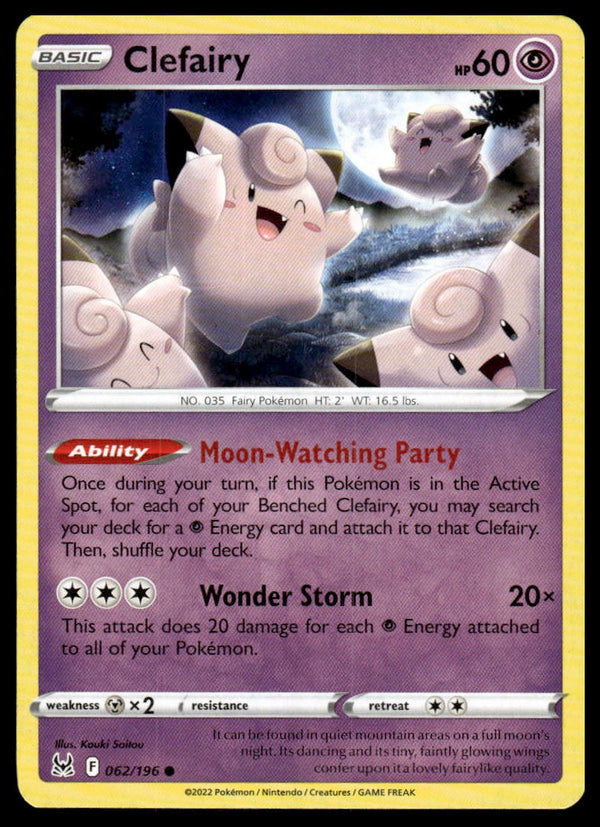 Clefairy Common SWSH11: Lost Origin 062/196 NM