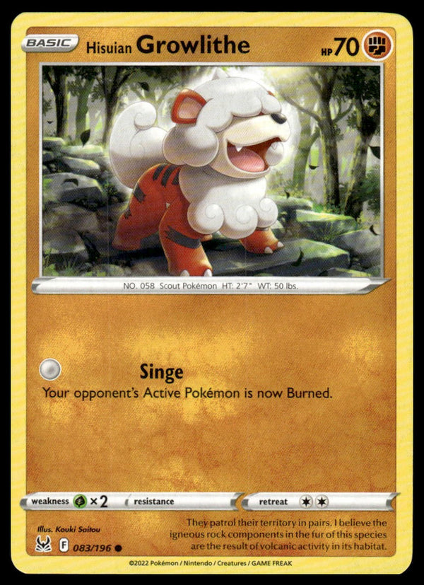 Hisuian Growlithe Common SWSH11: Lost Origin 083/196 NM